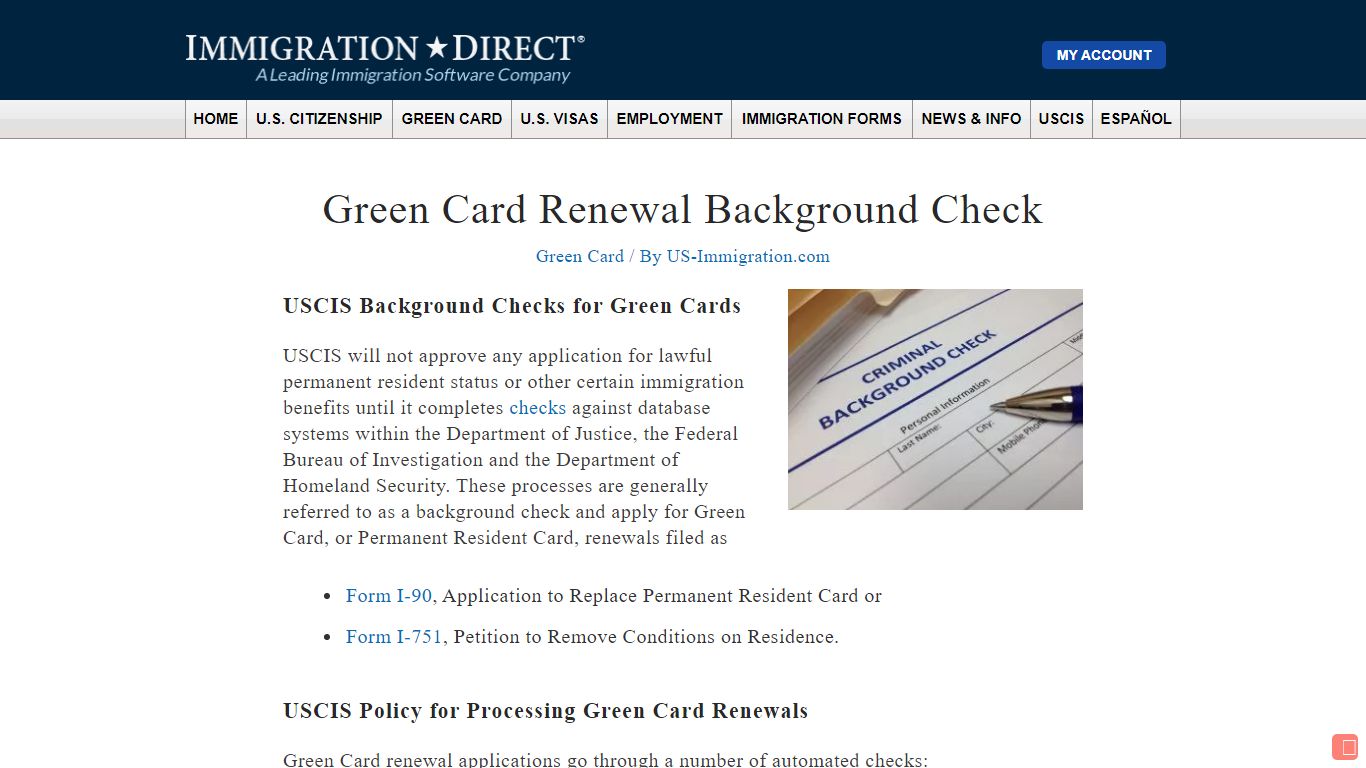 Green Card Renewal Background Check - US Immigration Blog